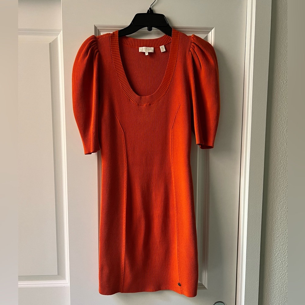 Ted Baker Women's Scoop Neck Bodycon Dress in Orange